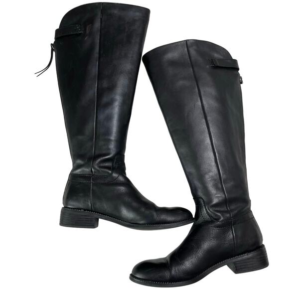 Franco Sarto Brindley Women’s Riding Boots Leather Size 8M Black Zip Back - Picture 3 of 8